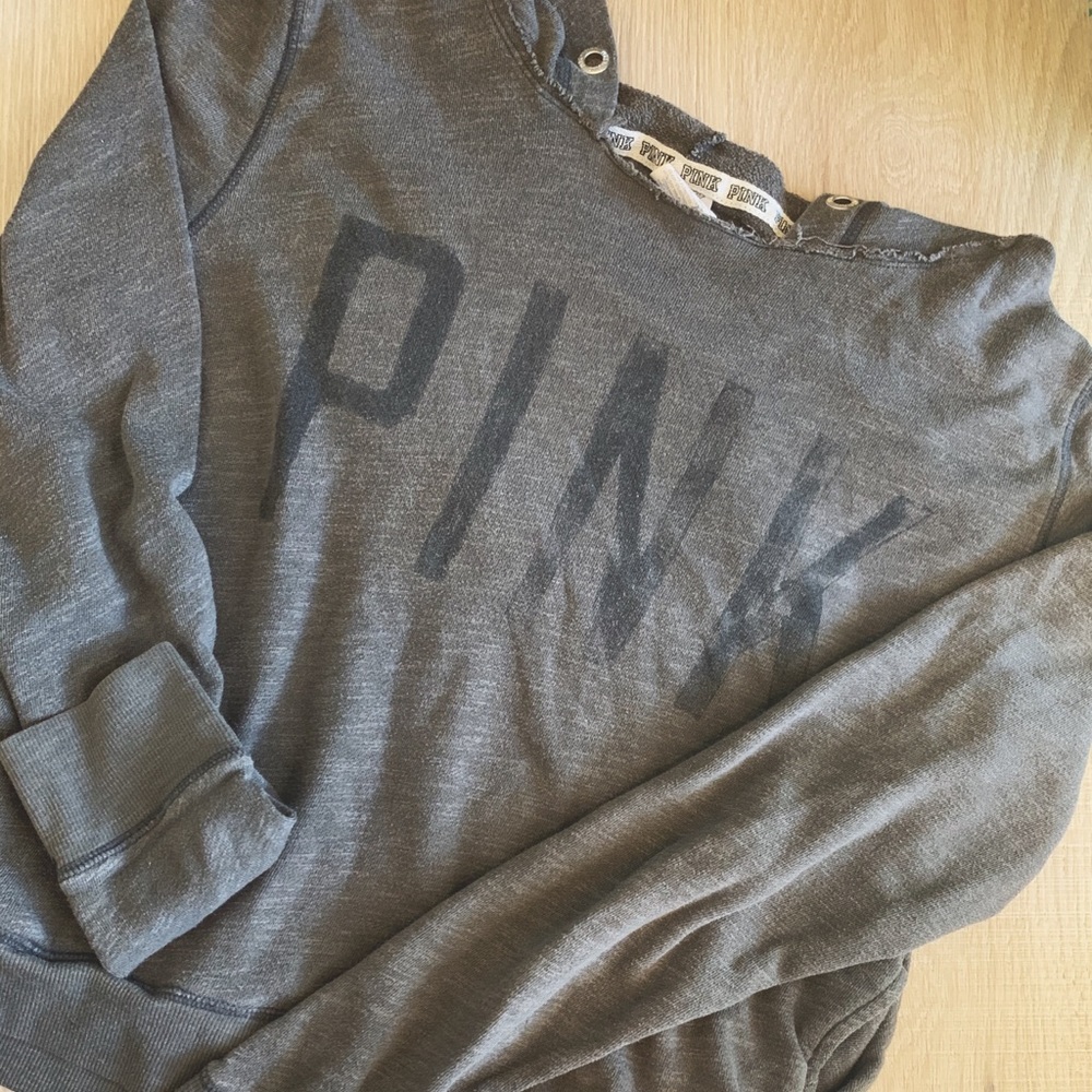 grey pink hoodie